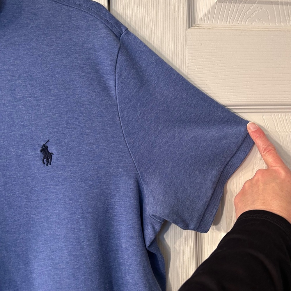 Polo Ralph Lauren Men's Blue Heathered Short Sleeve Polo Shirt‎ Size Medium - Picture 5 of 6